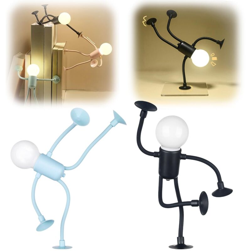 2Pcs Sports Night Light Interchangeable Shape, DIY Cute Man Shape Night Lights for Bedroom, Blue+Black