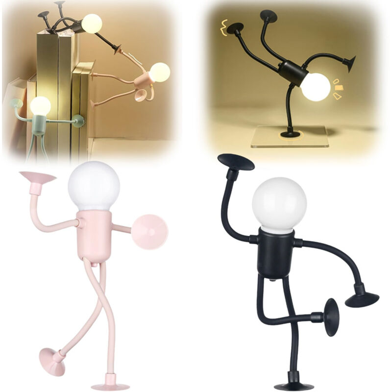 2Pcs Sports Night Light Interchangeable Shape, DIY Shape Night Lights, Cute Man Bulb for Bedroom, Pink+Black