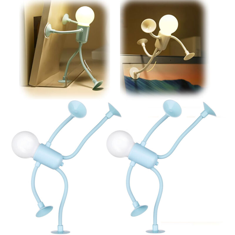 2Pcs Sports Night Light Interchangeable Shape, DIY Cute Man Shape Night Lights for Bedroom Hallway, Blue