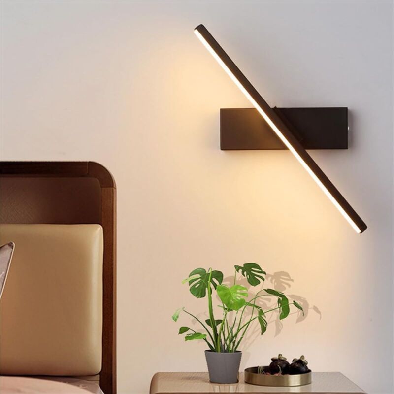 NICOLA Modern Recessed LED Wall Light, Indoor Wall Light, Suitable for Bedroom, Living Room, Hallway, Black-30CM, Tri-Color Light