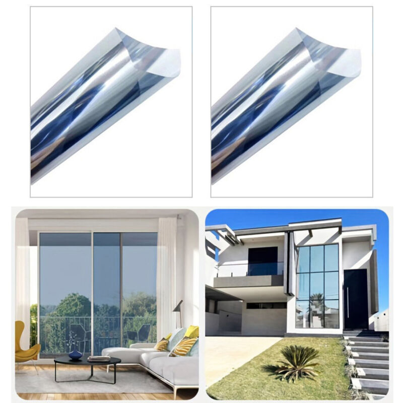 NICOLA Pack of 2 solar protection window films, anti-ultraviolet privacy film, silver, 50 cm x 6 m