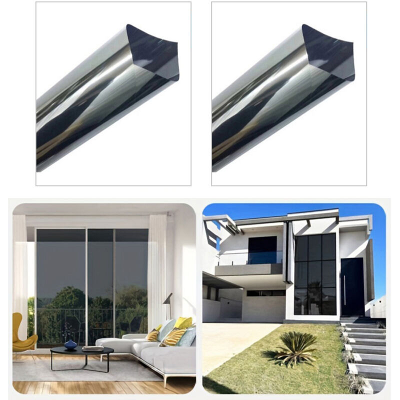 NICOLA Set of 2 Insulating Window Films, Privacy Window Film, Black and Silver, 50 cm x 6 m
