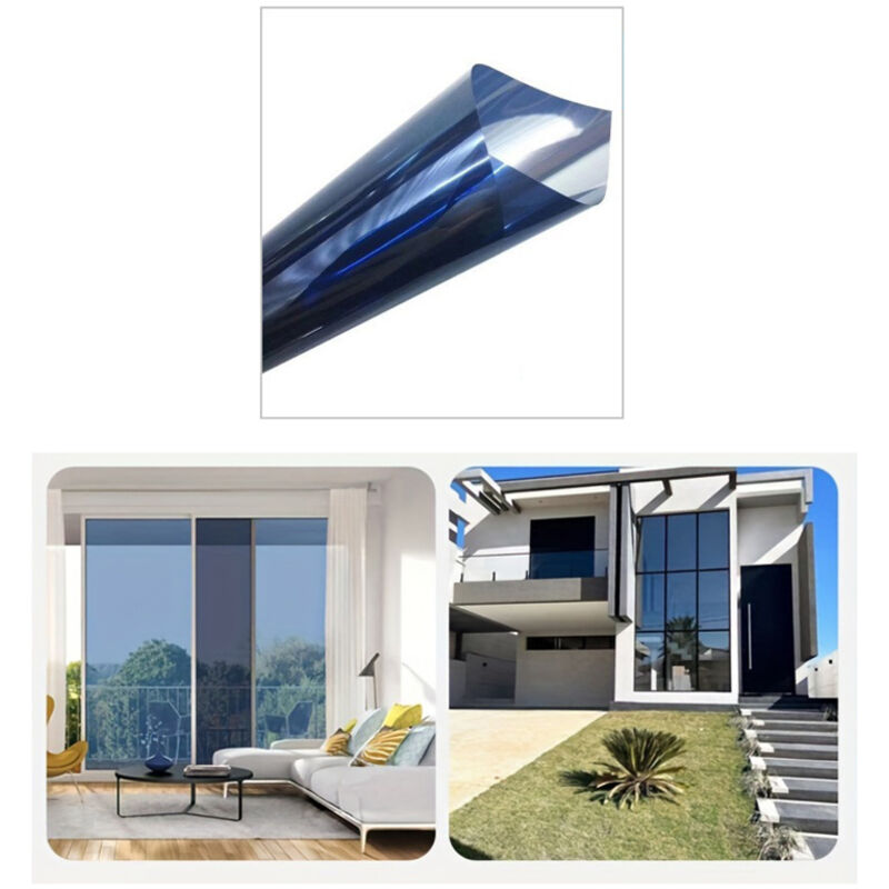NICOLA Anti-UV Privacy Window Film, One-Way Balcony Office Privacy Film Sticker, Dark Blue and Silver, 50 cm x 6 m