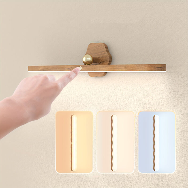 NICOLA Wireless Charging LED Night Light, Magnetic Touch-Sensitive Wall Light, Ambient Lighting for Mirror, Brown, Tricolor, 3W