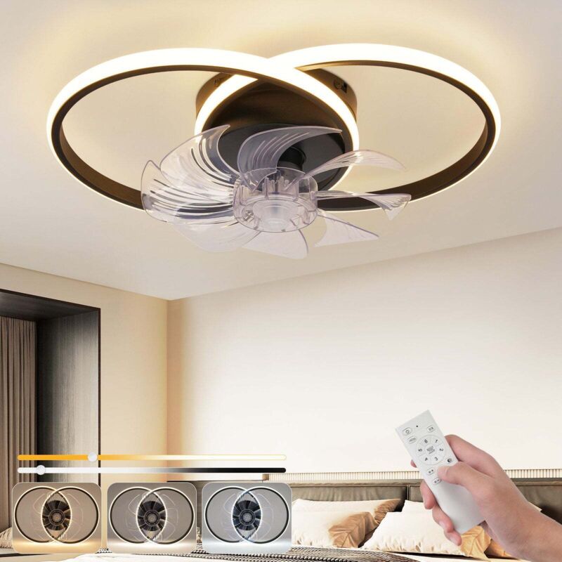 52W Modern Simple LED Ceiling Fan for Home Bedroom, Dimmable Fan Light with Remote Control, 3 Color Temperatures