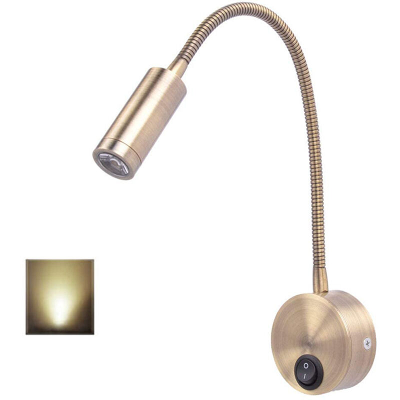 Bedroom Reading Lamp - Bronze LED Flexible Wall Lamp, Adjustable Spotlight, Modern Reading Lamps, 4000K