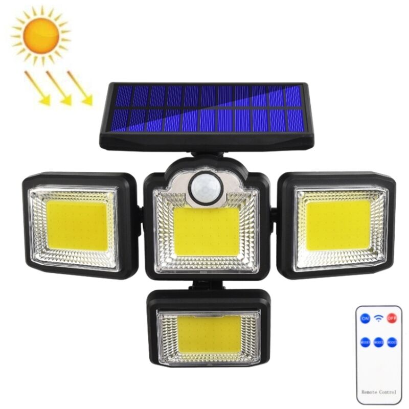 Outdoor Solar Four-Head Light with Remote Control, Induction Wall Light, Motion Sensor