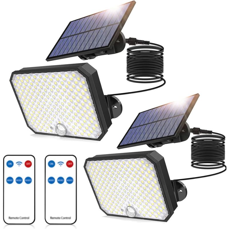 2 Ultra Outdoor Solar Lights, 4000 lm, with Motion Sensor and Remote Control – IPX5 Waterproof Security Lights – 119 LEDs