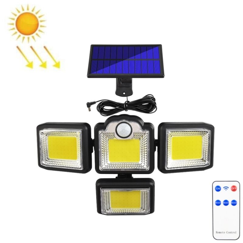 Solar Induction Wall Light with Human Body, 192 COB LEDs, Outdoor Lighting, Waterproof, for Fence, Road Lighting, Street Light