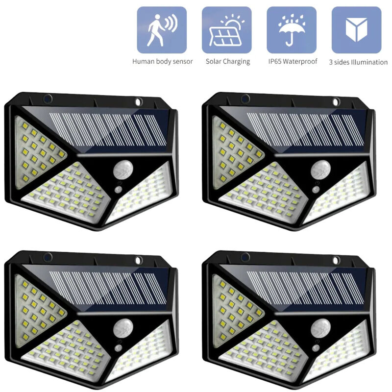 3PCS LED Solar Wall Lights Outdoor PIR Motion Sensor Lamp Solar Powered Garden Street Light