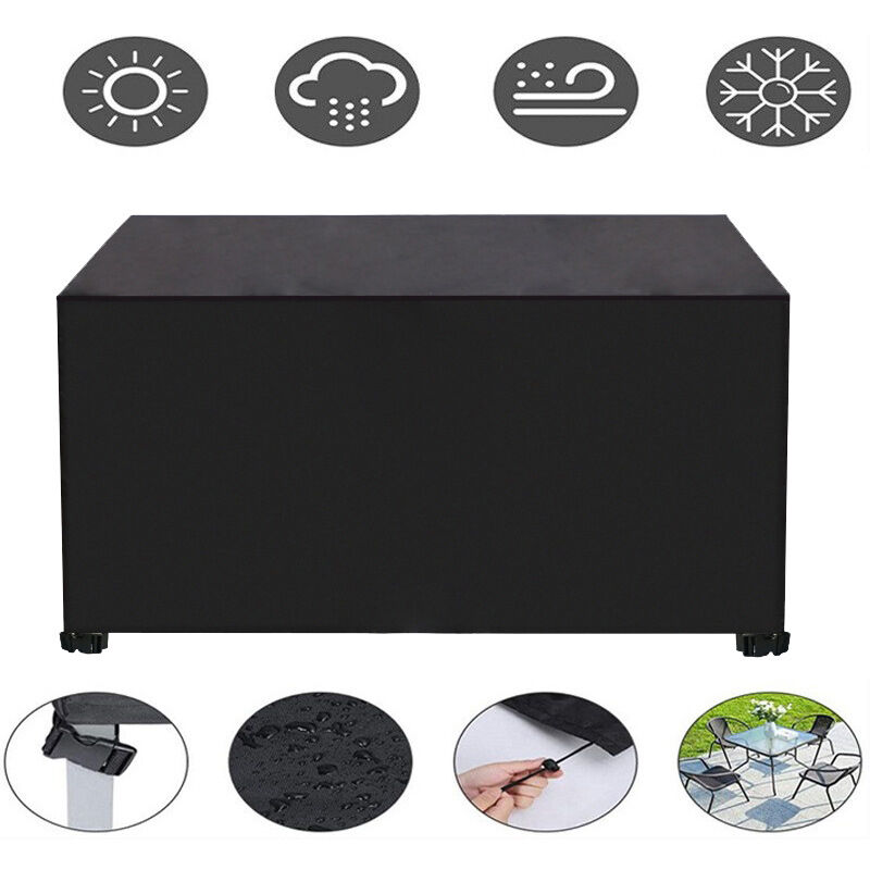 Housses de meubles de jardin rectangulaires,imperméables et anti-poussière, housses de table d'extérieur en tissu Oxford 420D, 150 x 120 x 71 cm, noir