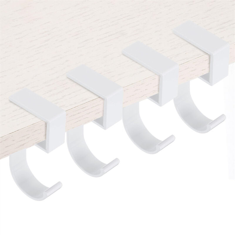 Fuleadture Quick-Install Aluminum Hooks - Desk Organizer for Home, Office, and Dorm, 4 Pieces, Black