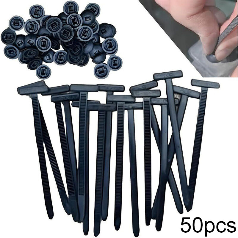 Set of 50 Universal Nylon Car Cable Ties – Plastic Rivet Fasteners, Clip-on Bumper Retainers for Fender Panels