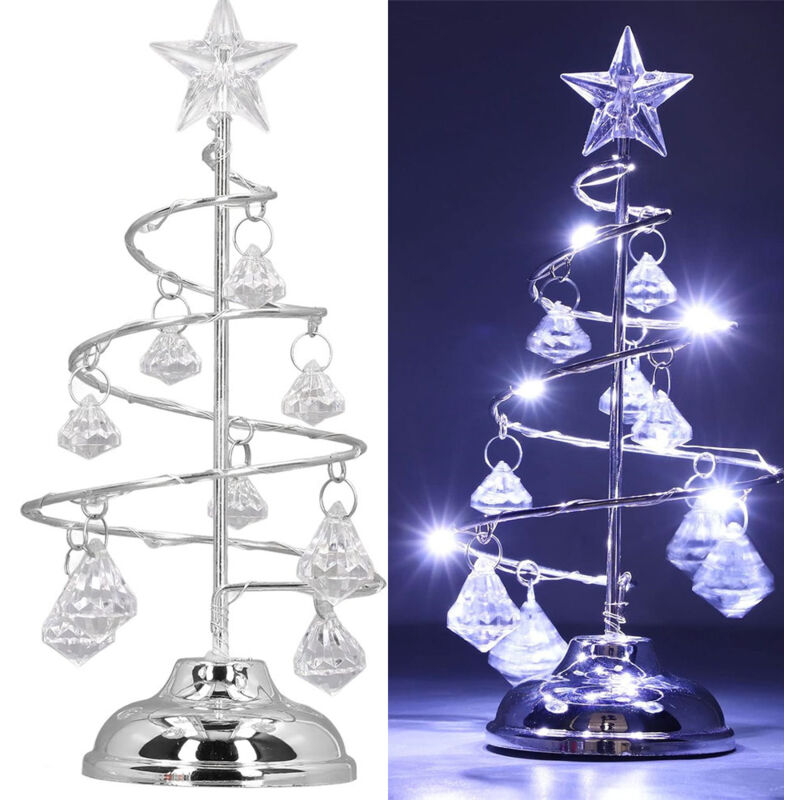 Fuleadture Crystal Christmas string lights, 33cm table decoration with LED lights and crystal pendants (batteries not included)