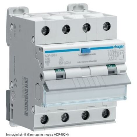 Differenziale Magnetotermico 4P 30Ma Ac 6A 6Ka C4M ( HAGER cod. ADP456H )
