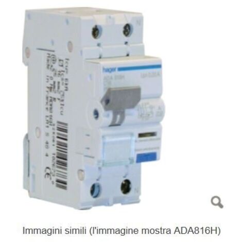 Differenziale Magnetotermico Acc 1Pn 30Ma A 6A 6Ka C 2M ( HAGER cod. ADA906H )