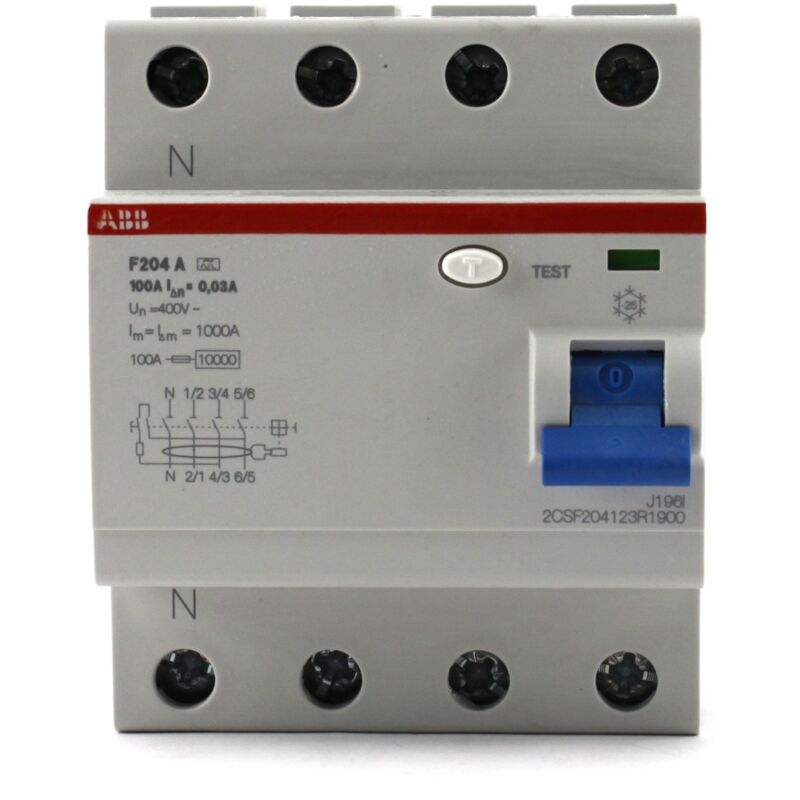 Interruttore Differenziale Puro 4P 63A 30mA 380V 6kA, Per Guida DIN, Protezione Quadri Elettrici