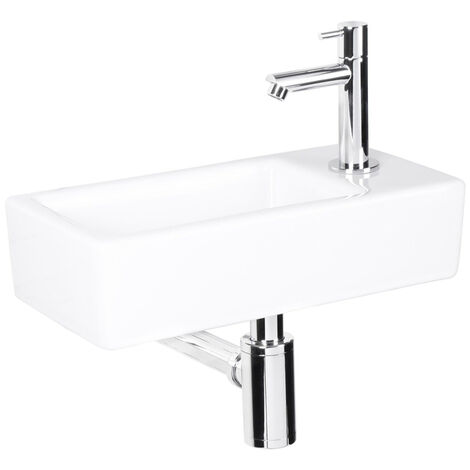 Differnz lave-mains 36x9x18cm 1 trou pour robinet à droite céramique Blanc