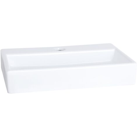 Differnz lave-mains céramique 38x7x24cm 1 trou de robinet blanc