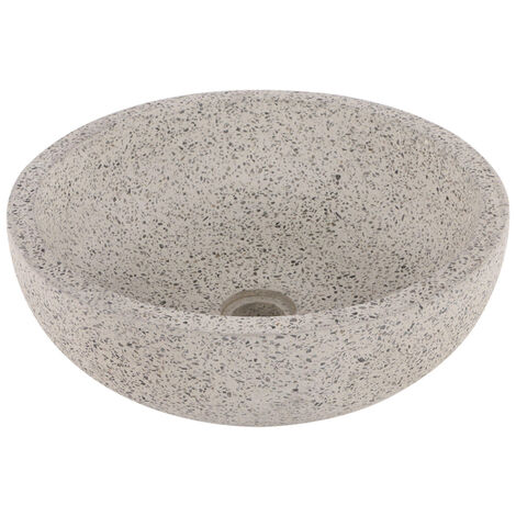 Differnz Terrazzo vasque à poser - 40x40x15cm - ronde - terrazzo - blanc/noir mat