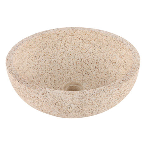 Differnz Terrazzo vasque à poser - 40x40x15cm - ronde - terrazzo - marron/beige mat