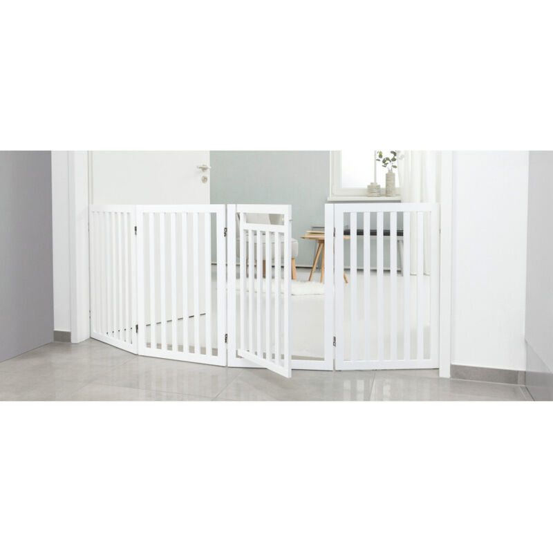 Trixie - Barriere avec porte - 60 / 160 x 81 cm - Blanc - Pour chien