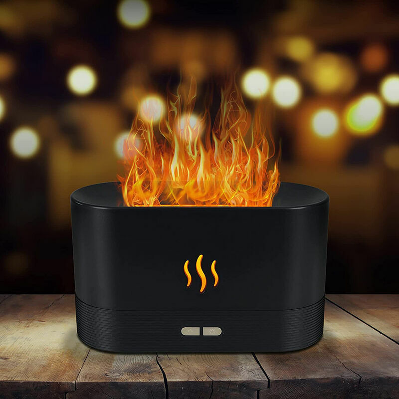 Lucky-88 - Diffuseur d'arômes pour huiles essentielles, diffuseur d'arômes à effet de flamme, humidificateur avec veilleuse à 2 luminosités, arrêt
