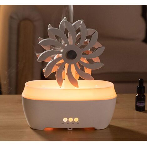 Diffuseur d'aromathérapie Rain Windmill, humidificateur d'air, goutte d'eau, huiles essentielles Windmill avec veilleuse LED réglable à 7 couleurs, télécommande avec minuterie pour dormir et se détend