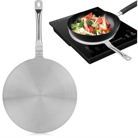 Diffuseur de chaleur en acier inoxydable avec plaque d'adaptation à induction avec poignée amovible pour cuisinière électrique de 24 cm