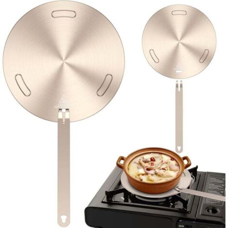 Diffuseur de chaleur en verre  pour cuisinière à gaz, disque convertisseur induction avec poignée amovible (9,45 pouces)