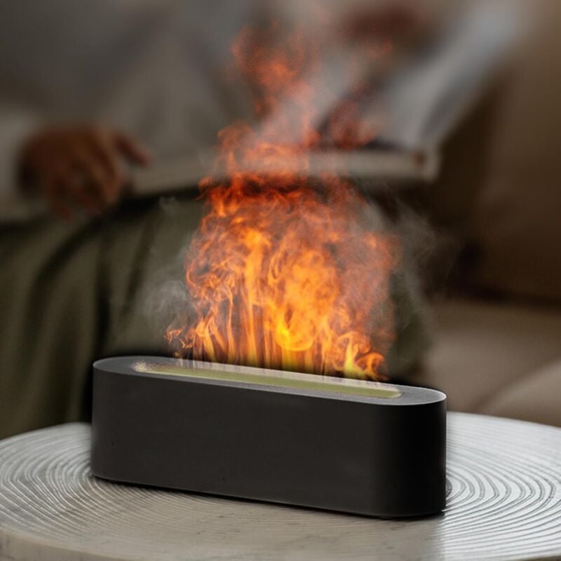 Diffuseur de Flamme, diffuseur d'huiles essentielles à 7 lumières de Couleur, diffuseur d'aromathérapie Super Silencieux, arrêt Automatique sans Eau