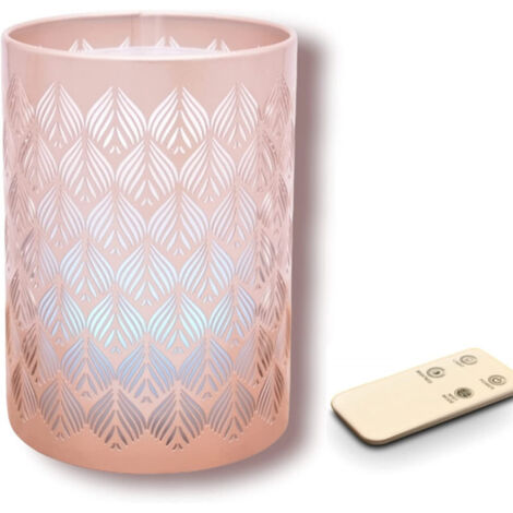Diffuseur de parfum ultrasonic Vienne en métal et verre avec télécommande - Rose poudré - H 16 cm - Livraison gratuite