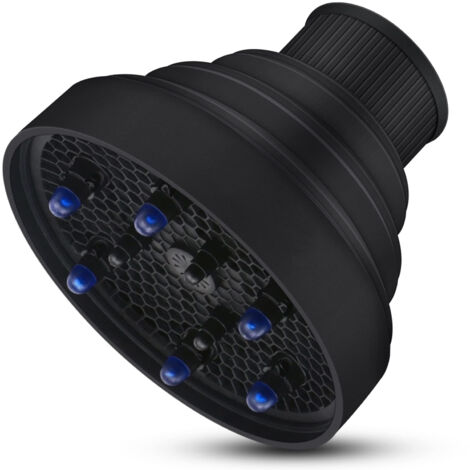 Diffuseur de sèche-cheveux de voyage,diffuseur portable pliable, accessoire diffuseur professionnel pour cheveux épais et naturels, compatible avec les embouts de 4,2 à 4,5 cm - Noir