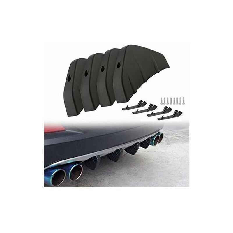 Diffuseur de Spoiler de Pare-Chocs Arrière pour Voiture pour Pare-Chocs de Requin Becquet Arrière Accessoire Auto de Protection Décoration 4 pcs Noir