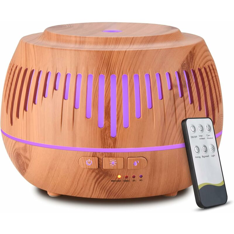 Diffuseur d'Huile Essentielle 500ml, Humidificateur d'aromathérapie à Ultrasons à Arôme pour Maison, Bureau, Chambre, Arrêt Automatique 7 Lumières de