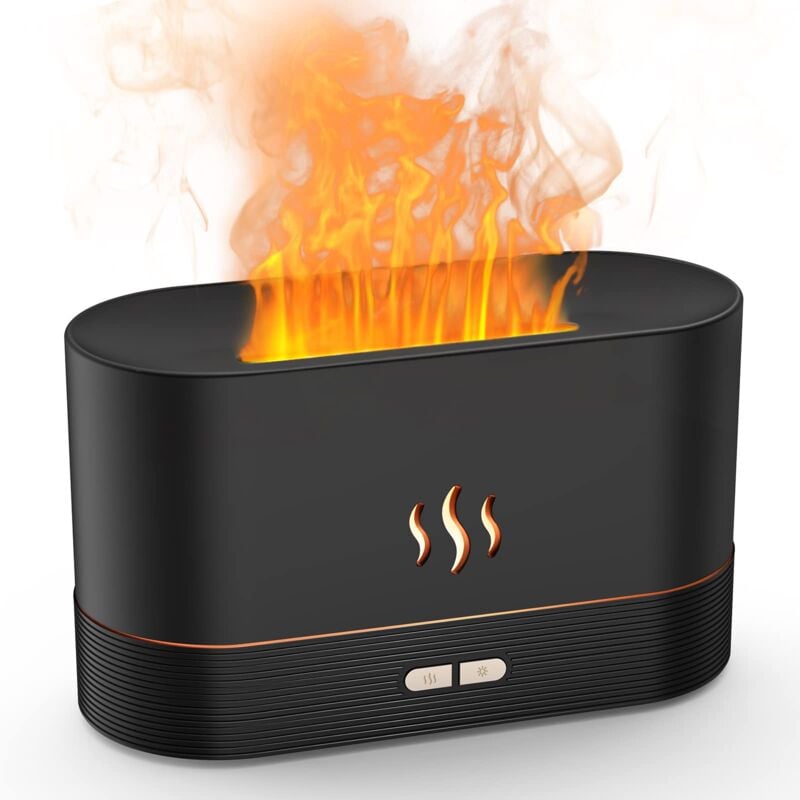 Diffuseur d'Huile Essentielle, led Humidificateur, Ultrasonique d'air Arôme Portable, Lumière de Atmosphère Nocturne de Effet Spécial Simulation Flame