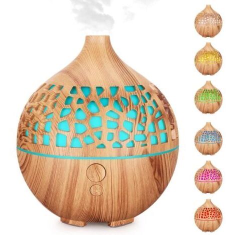Diffuseur d'huiles Essentielles 180ML, Humidificateur Diffuseur Parfumé Aromathérapie Ultrasons USB avec 7 Lumières Couleur LED Diffuseur d'arôme pour Chambre Spa Yoga Bureau, Brun Clair