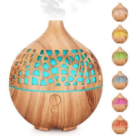 Diffuseur d'huiles Essentielles 180ML, Humidificateur Diffuseur Parfumé Aromathérapie Ultrasons USB avec 7 Lumières Couleur LED Diffuseur d'arôme pour Chambre Spa Yoga Bureau, Brun Clair(1Pcs)