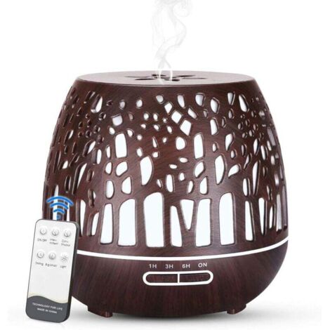 Diffuseur d'huiles essentielles 400 ml, humidificateur ultrasonique sans BPA avec télécommande et lumière LED à couleurs changeantes, 3 minuteries pour la maison, le yoga, le bureau ou le spa - Couleu