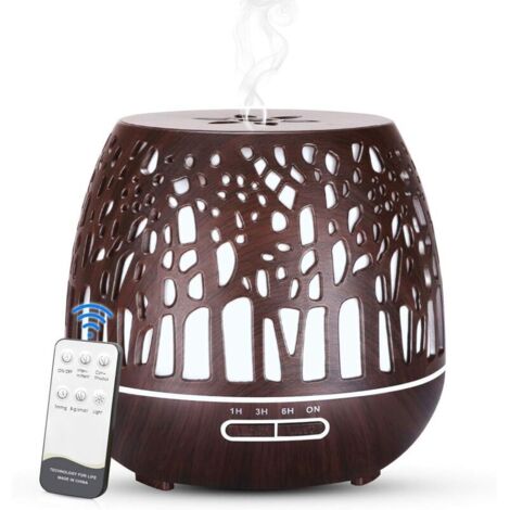 Diffuseur d'huiles essentielles 400 ml, humidificateur ultrasonique sans BPA avec télécommande et lumière LED à couleurs changeantes, 3 minuteries pour la maison, le yoga, le bureau ou le spa - Couleu