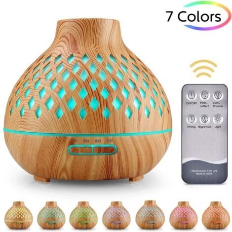 Diffuseur d\'Huiles Essentielles, 400ml Humidificateur Ultrasonique avec 7 Couleurs Lumières LED pour la Maison, Yoga, Bureau, SPA