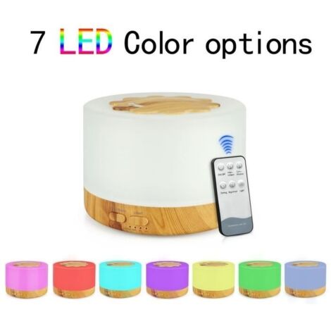 Diffuseur d'Huiles Essentielles 500ML,Humidificateur d'air Diffuseur Arôme Ultrasonique 7 Couleur LED pour Maison, Bureau,SPA