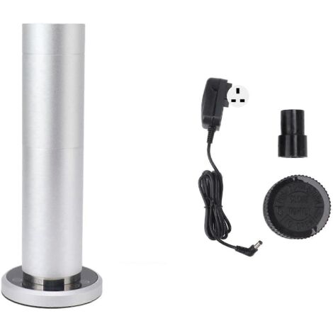 Diffuseur d'huiles essentielles cylindrique de 120 ml avec système de diffusion par nébulisation pour la maison, le spa ou le bureau. Prise argentée 100-240 V.