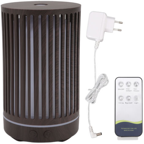 Diffuseur d'huiles essentielles en bois avec télécommande, lumière d'ambiance et humidificateur silencieux 200ml, prise UE 100‑240V.