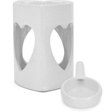 Diffuseur d'Huiles Essentielles en Céramique Blanche - Brûleur d'Aromathérapie Décoratif