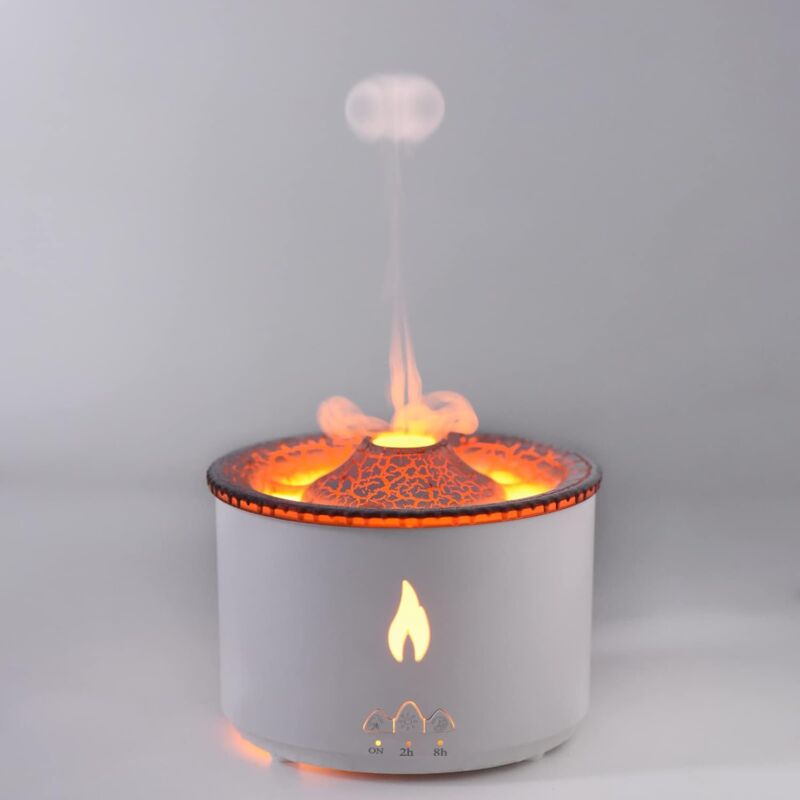 Diffuseur d'Huiles Essentielles en Forme de Volcan, Mode Méduse et Brumisation de Flamme, Humidificateur 360 ml avec Veilleuse Pour la Maison, le