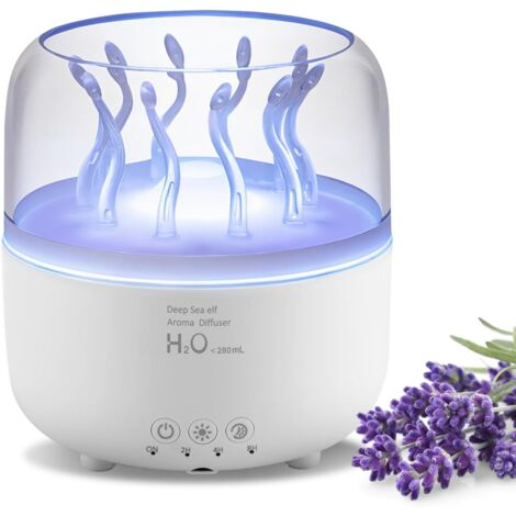 Diffuseur d'Huiles Essentielles et Humidificateur d'Air 280ml, 2 Modes de Brumisation, Minuterie Réglable, Télécommande, Pour Chambre, Bureau et Plantes