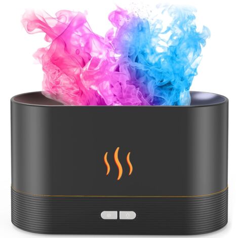 Diffuseur d'huiles essentielles, humidificateur d'air avec lumière LED flamme, 7 couleurs, capacité de 180 ml , fonctionnement silencieux, protection d'arrêt automatique, parfait pour