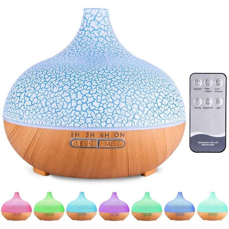 Diffuseur d'huiles essentielles, humidificateur ultrasonique 550 ml, diffuseur d'aromathérapie électrique avec télécommande, lumières LED 7 couleurs