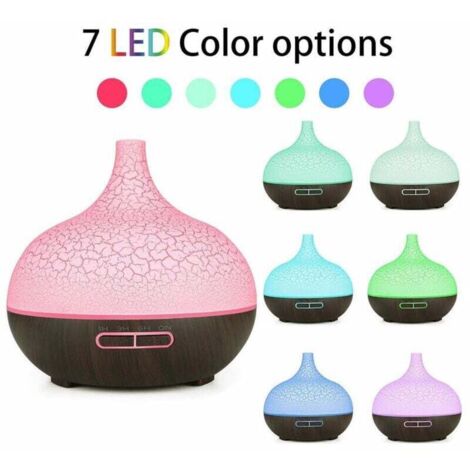 Diffuseur d'huiles essentielles, humidificateur ultrasonique 550 ml, diffuseur d'aromathérapie électrique avec télécommande, lumières LED 7 couleurs XXW